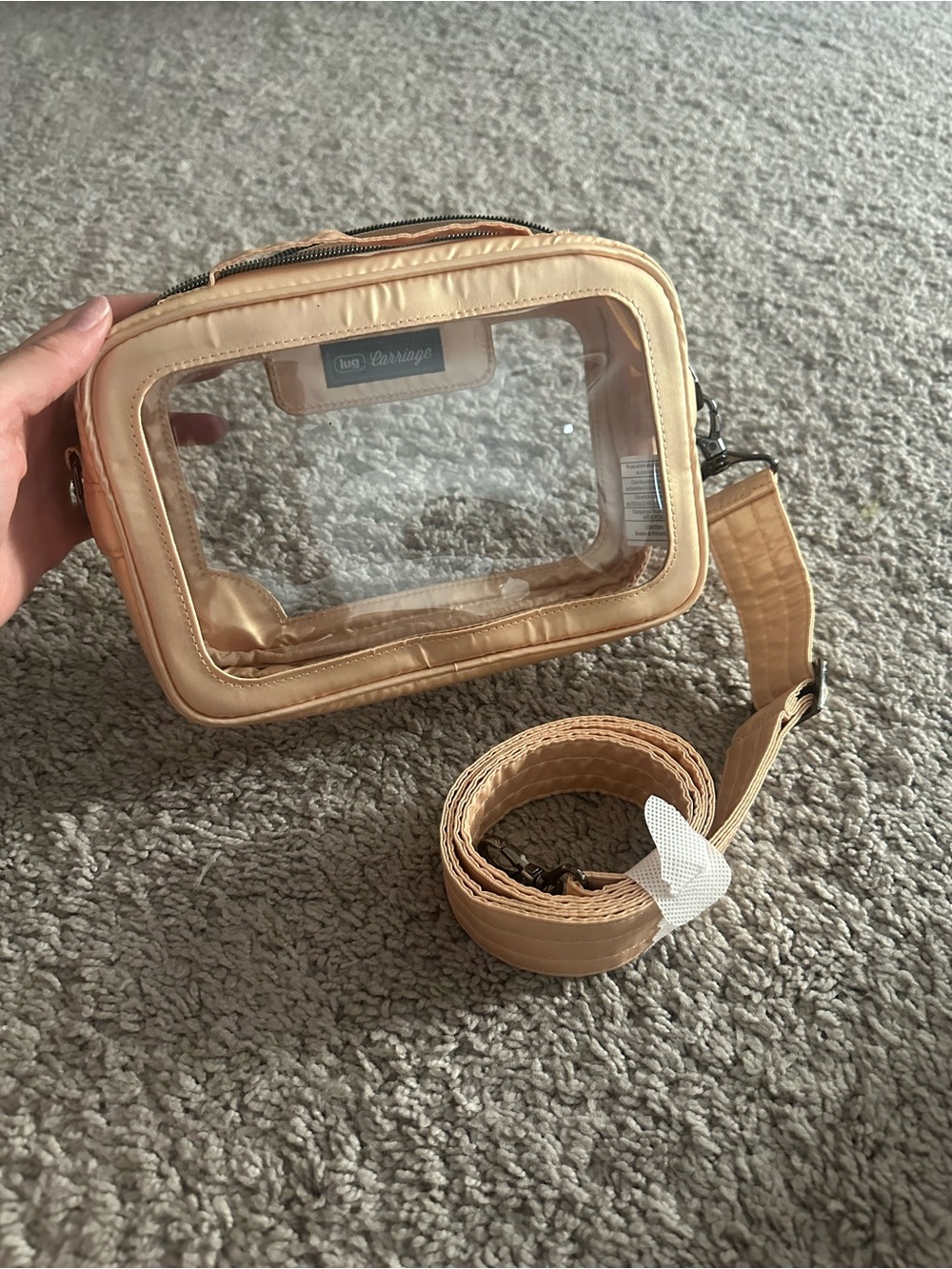 lug Clear Window Crossbody Bag in Beige
